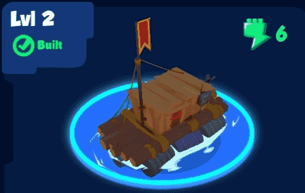 half-right Boat upgraded to lvl 2