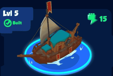 half-right Boat upgraded to lvl 5