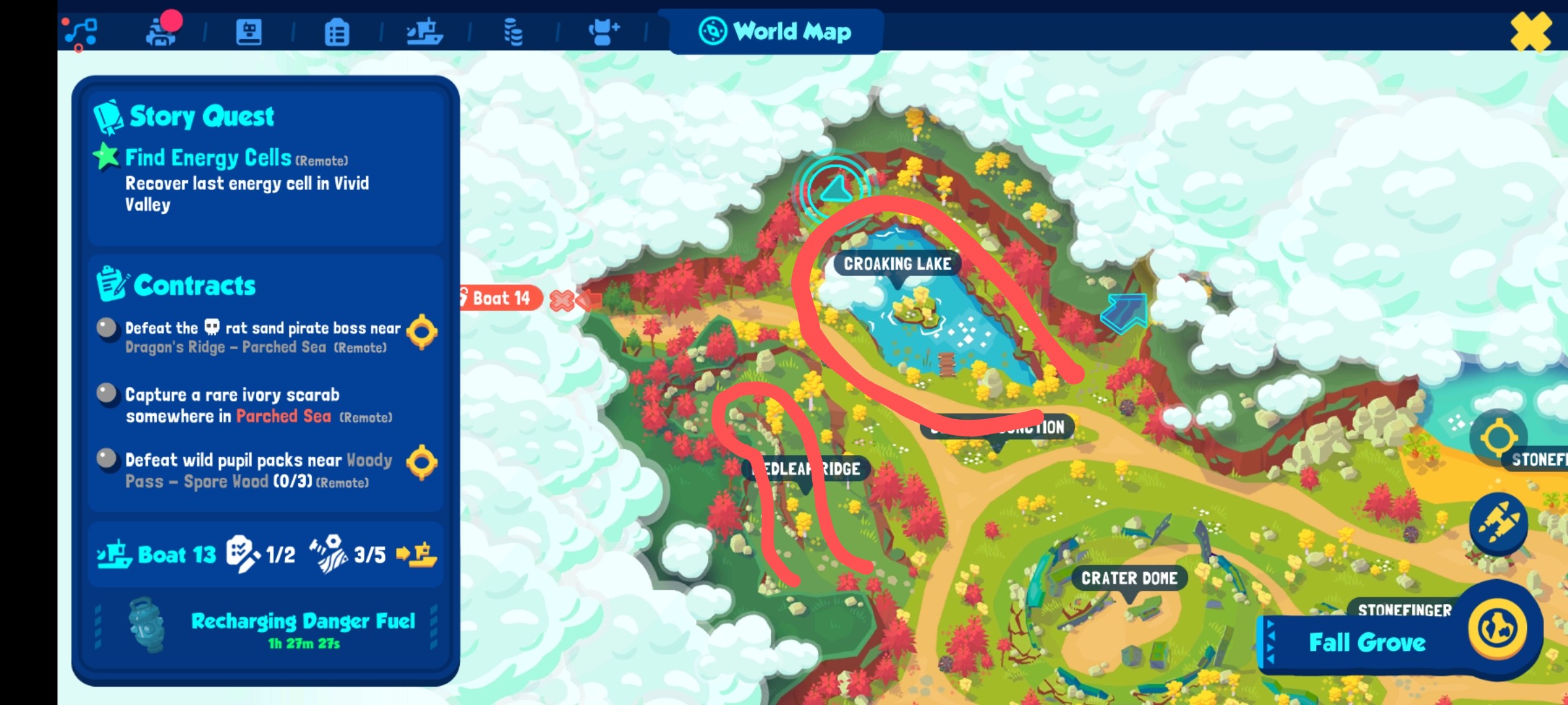 half-right Croaking Lake route roadmap