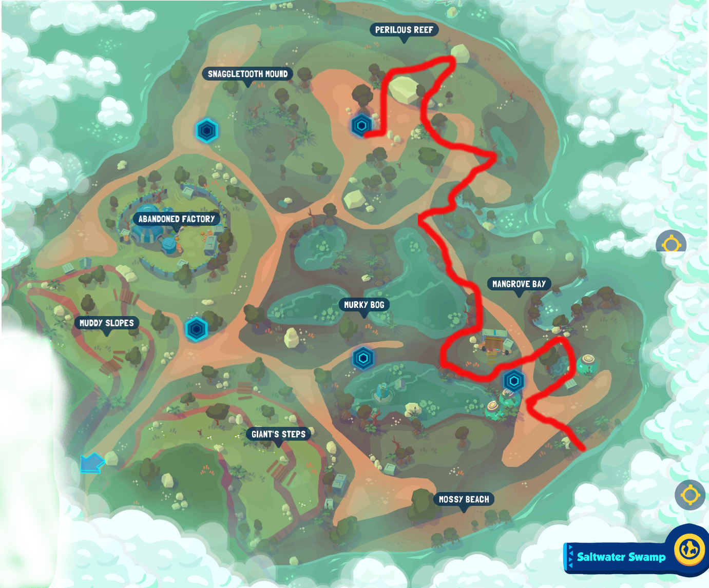 half-right Perillous Reef + Mangrove Bay farming route